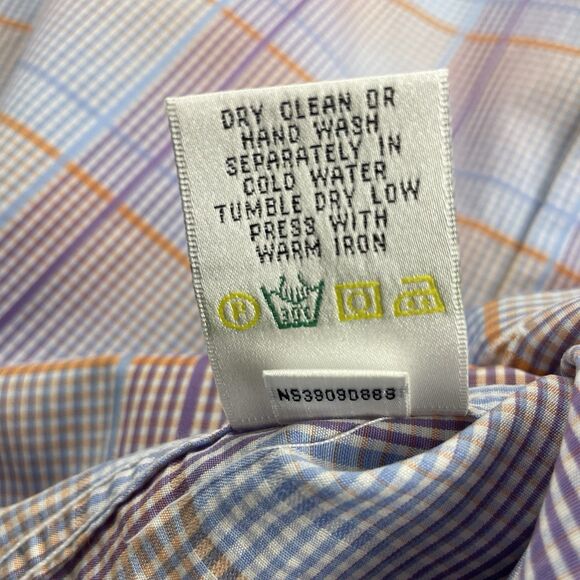 Bugatchi Men Shirt Button Up Long Sleeve Seersucker Pastel Tattersall-XL - Picture 12 of 14